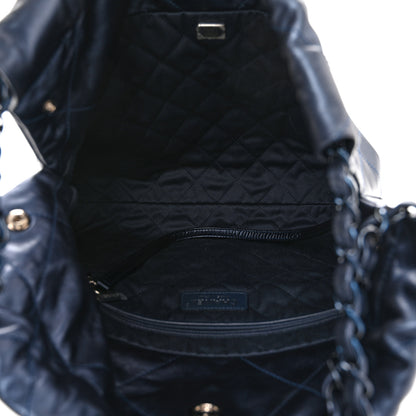 Chanel Metallic Calfskin Quilted Small Chanel 22 Navy Blue 6 of 12
