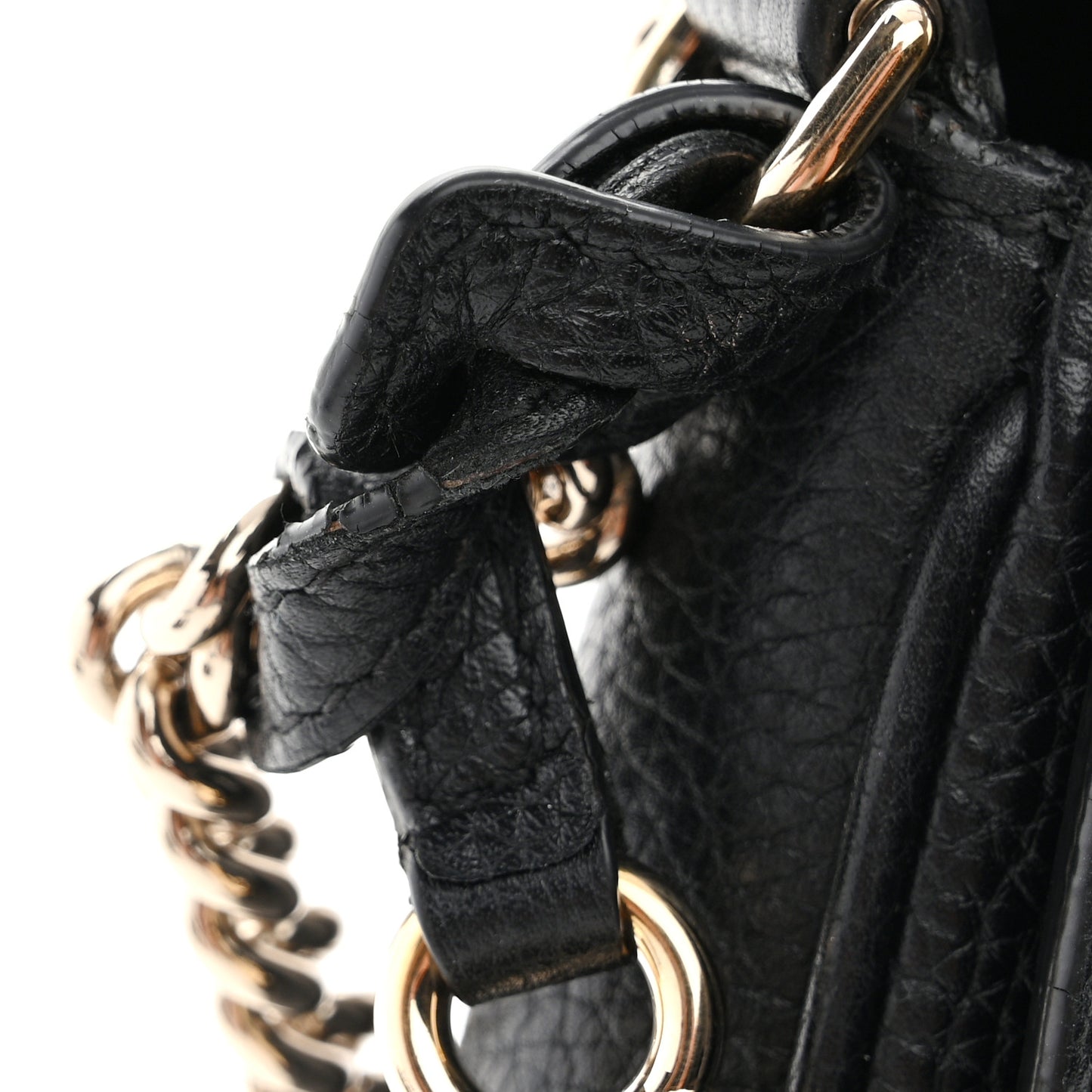 Pebbled Calfskin Medium Soho Flap Crossbody Black