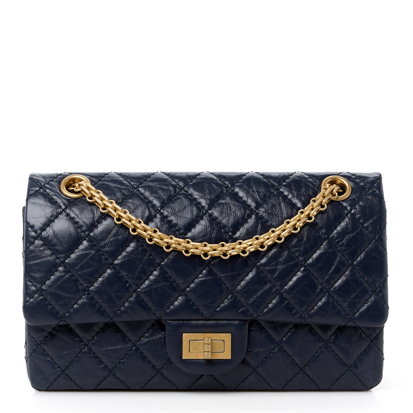 Aged Calfskin Quilted 2.55 Reissue 225 Flap Navy