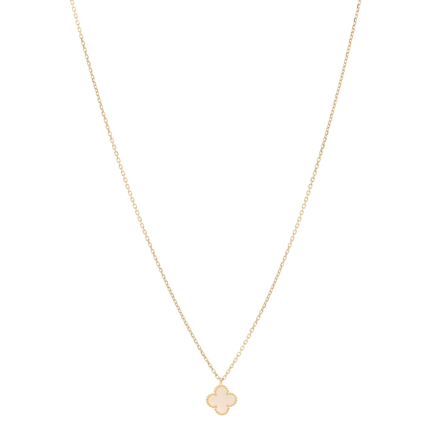 18K Yellow Gold Mother of Pearl Sweet Alhambra Pendant Necklace