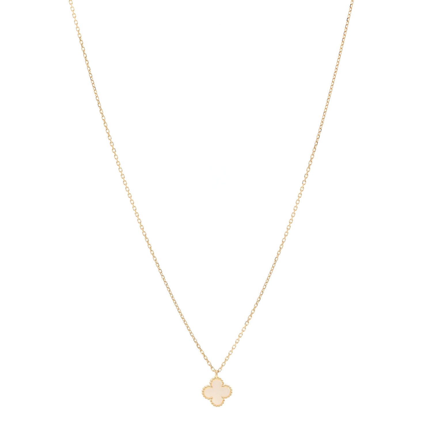 Van Cleef & Arpels 18K Yellow Gold Mother of Pearl Sweet Alhambra Pendant Necklace 1 of 6