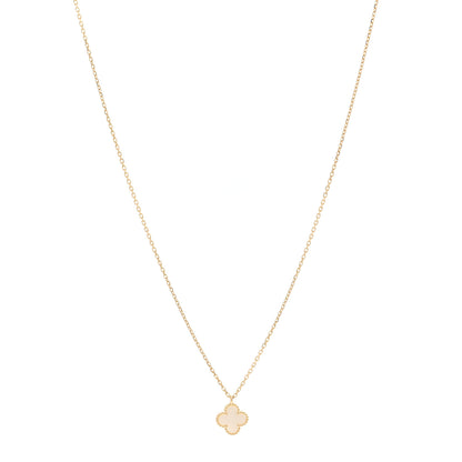 Van Cleef & Arpels 18K Yellow Gold Mother of Pearl Sweet Alhambra Pendant Necklace 1 of 6