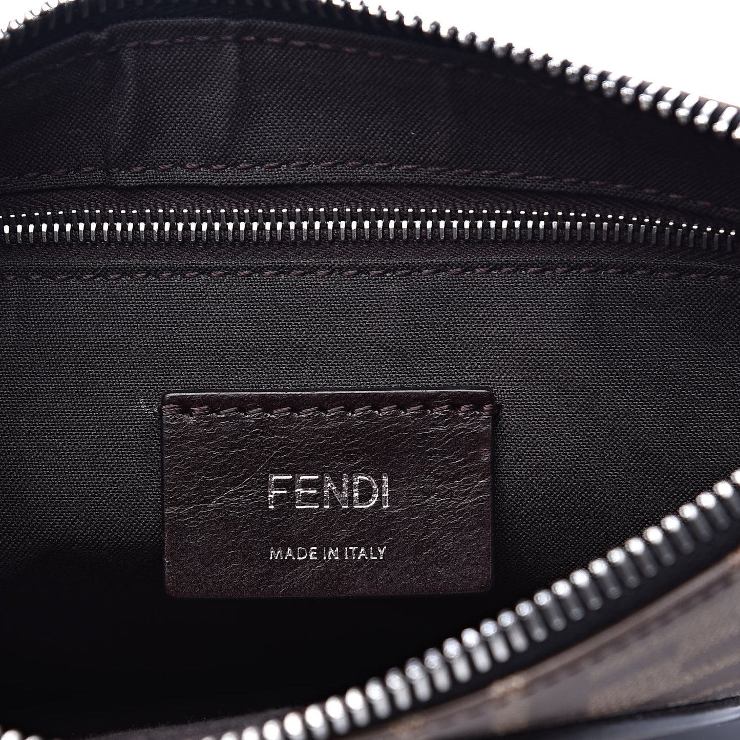 Glazed Fabric Vitello Century FF 1974 Stamp Patch Messenger Bag Mogano Panna Black