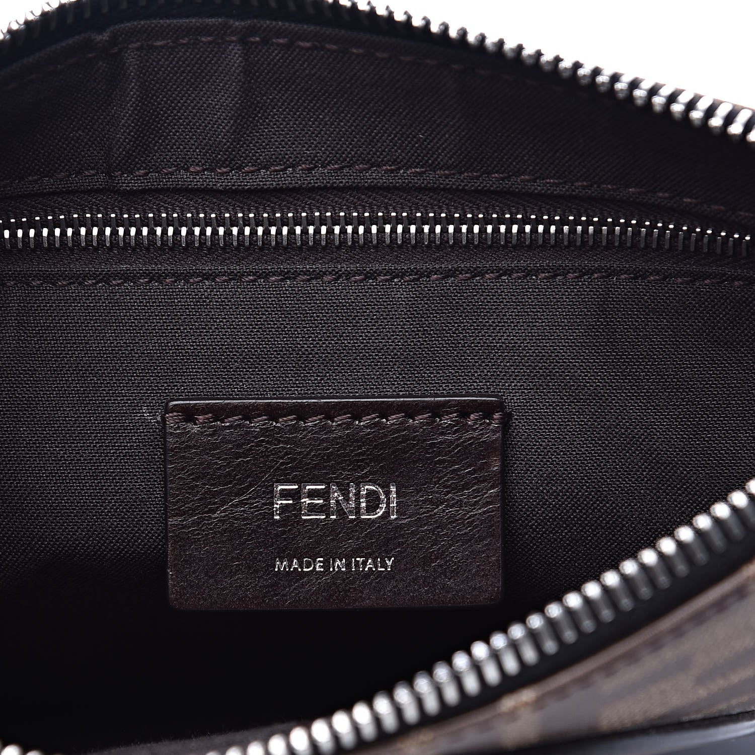 Fendi Glazed Fabric Vitello Century FF 1974 Stamp Patch Messenger Bag Mogano Panna Black 6 of 11