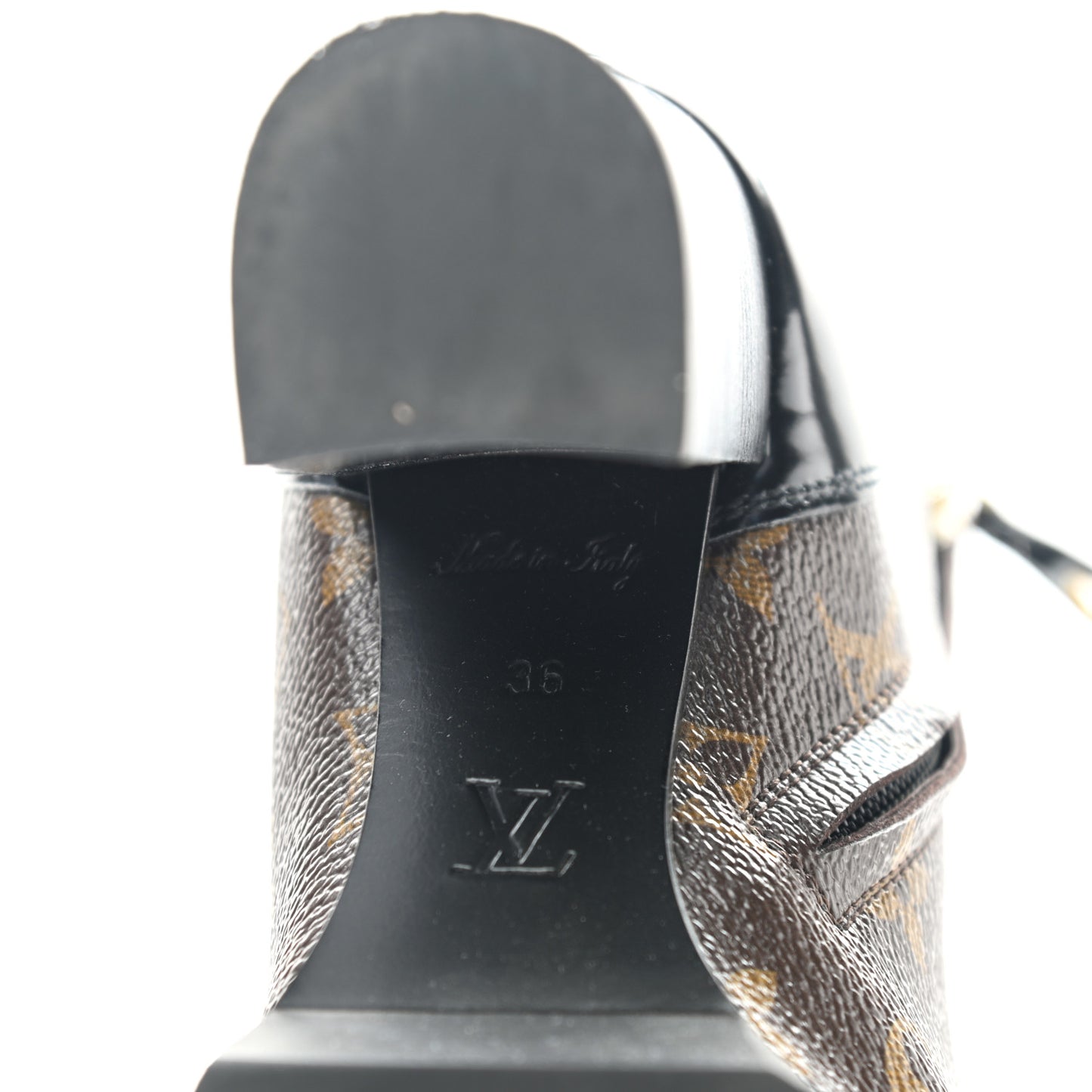 Patent Calfskin Monogram Star Trail Ankle Boots 36 Black