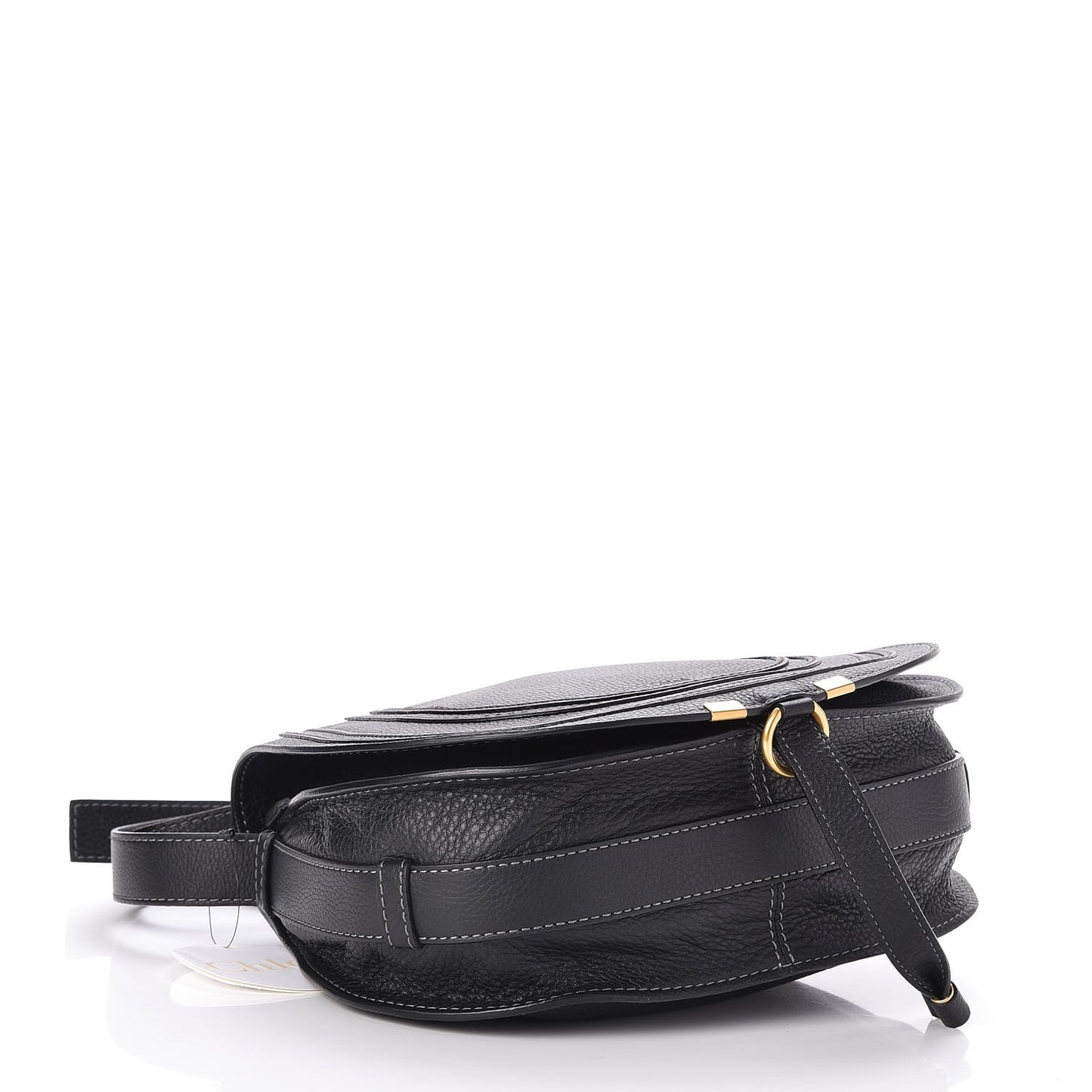 Calfskin Medium Marcie Round Crossbody Bag Black