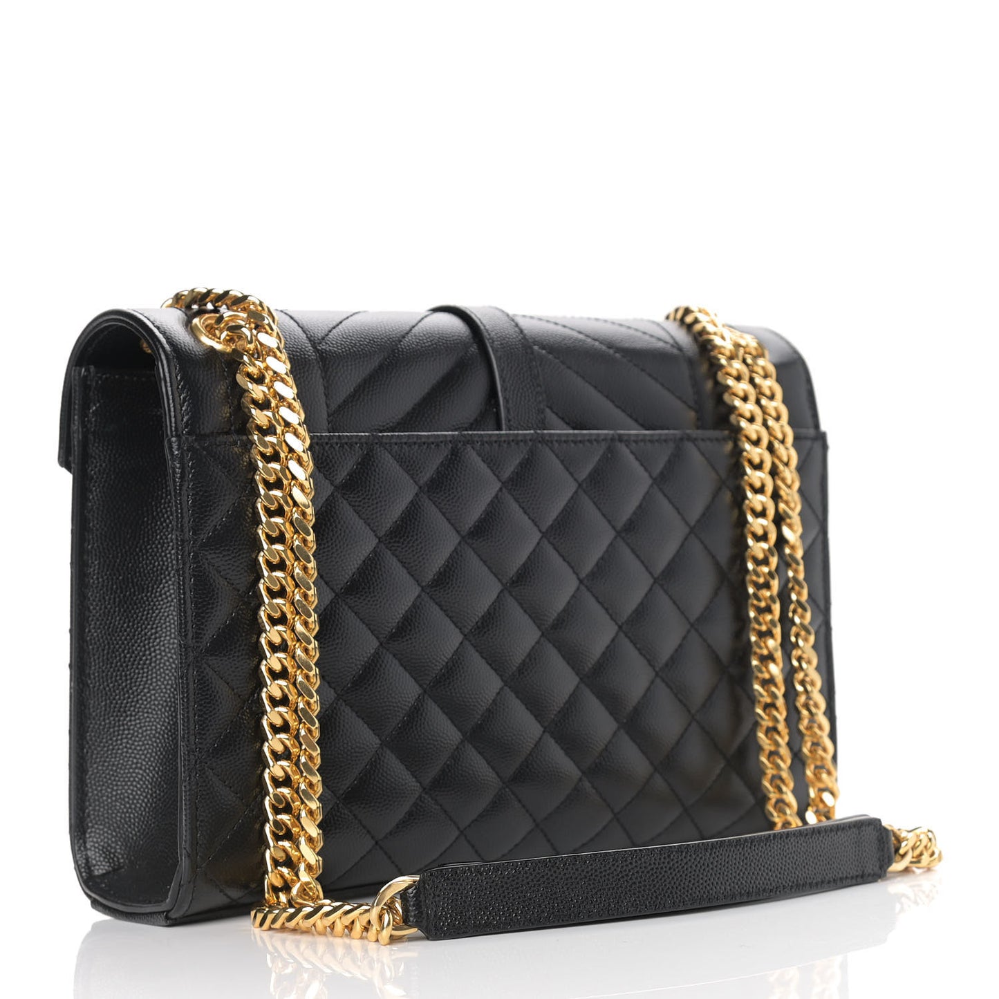 Grain De Poudre Textured Mixed Matelasse Triquilt Medium Monogram Satchel Black