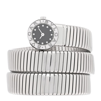 Bulgari Stainless Steel Diamond 19mm Serpenti Tubogas Double Spiral Quartz Watch  Black 1 of 3