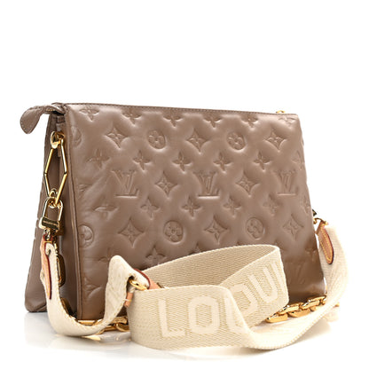 Louis Vuitton Lambskin Embossed Monogram Coussin PM Taupe 3 of 9