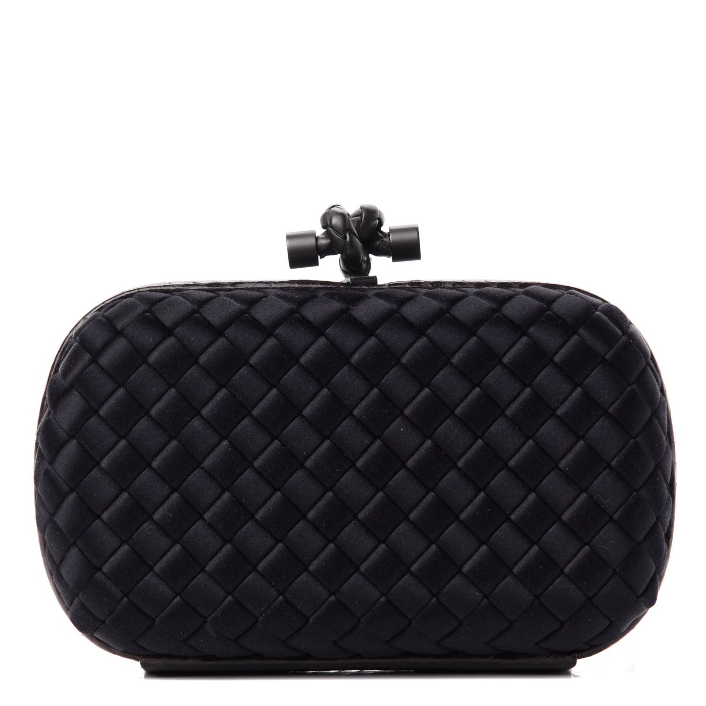 Satin Intreccio Impero Ayers Knot Clutch Black