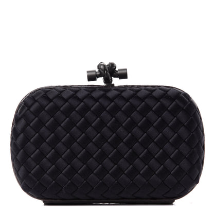Bottega Veneta Satin Intreccio Impero Ayers Knot Clutch Black 1 of 6