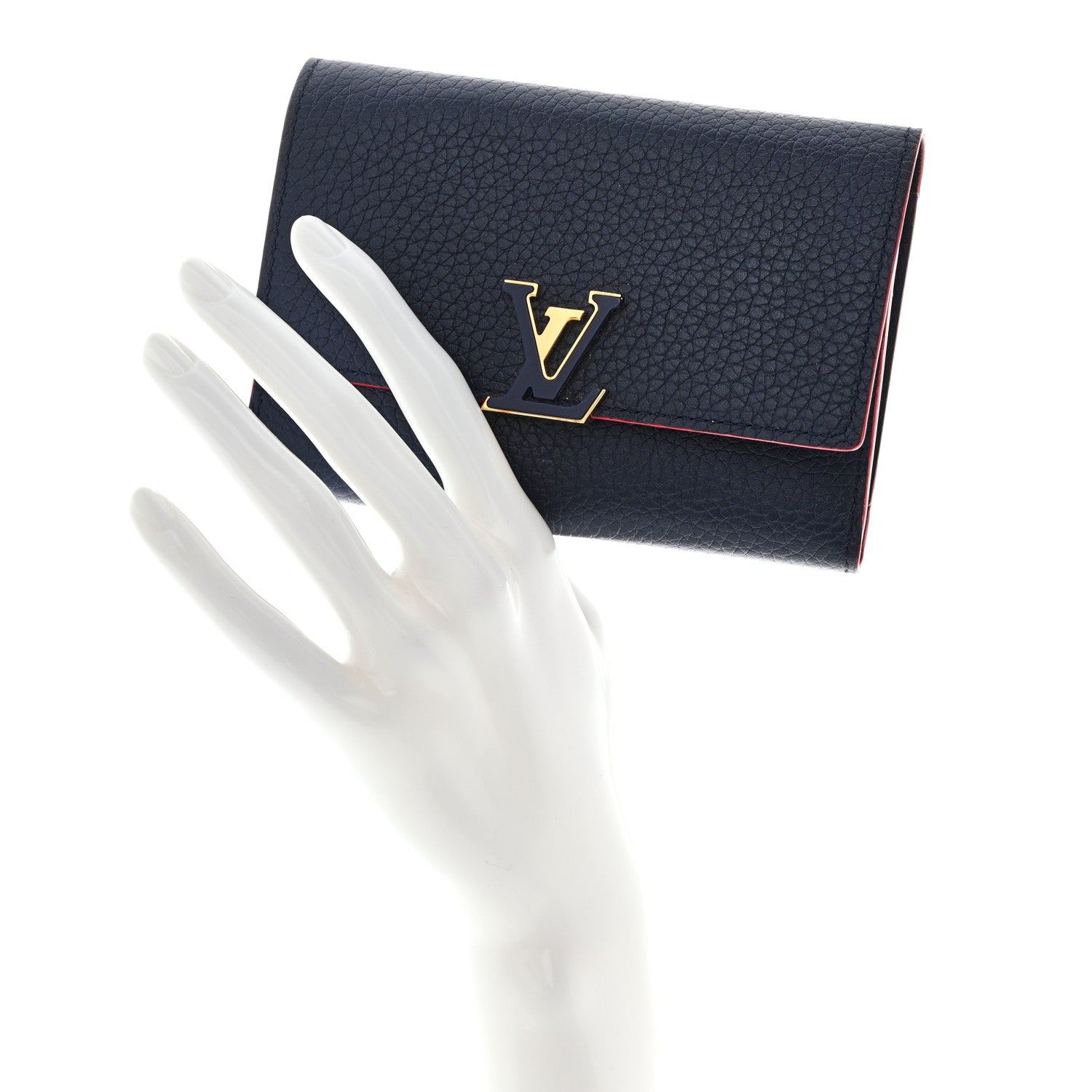Louis Vuitton Taurillon Capucines Compact Wallet Marine Rouge 2 of 9