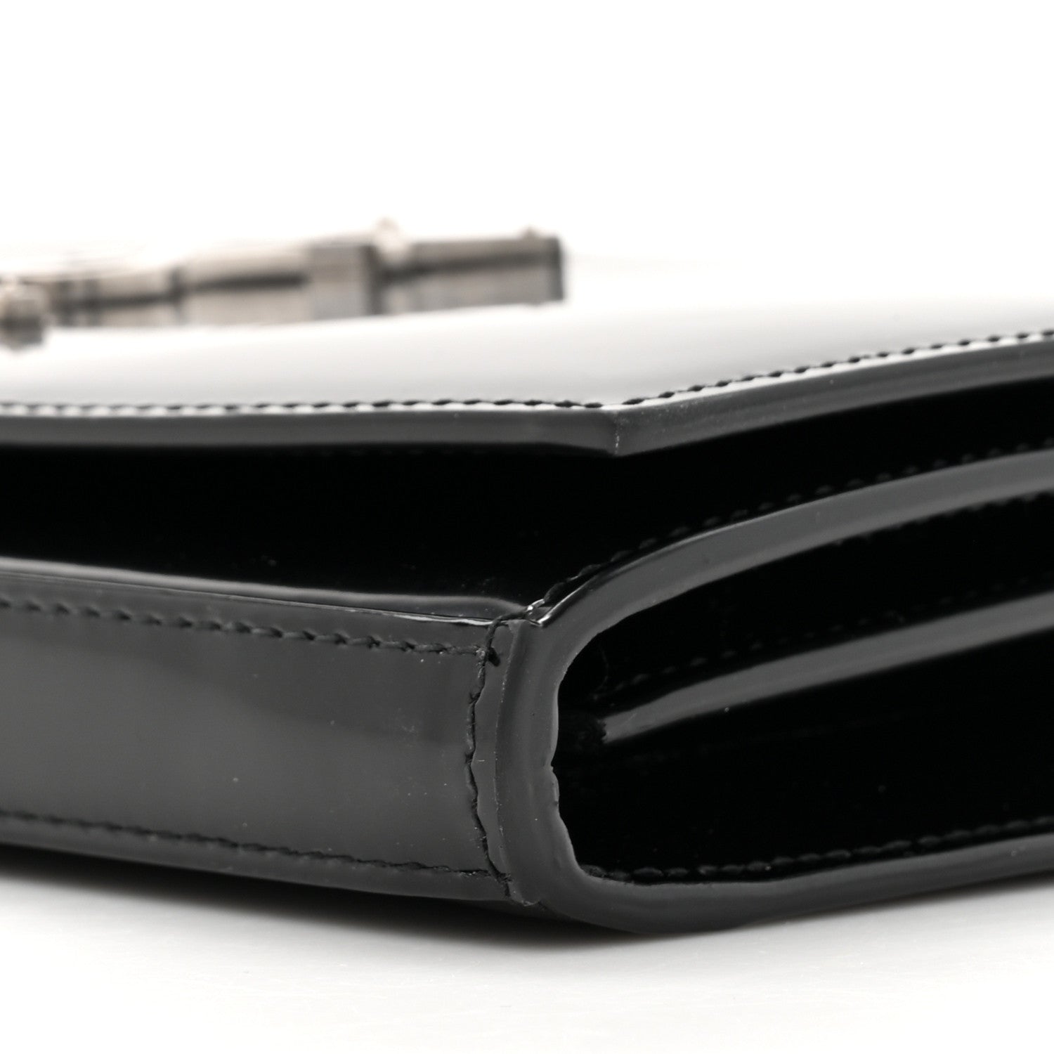 Saint Laurent Glazed Calfskin Cassandre Wallet On Chain WOC Black 10 of 11