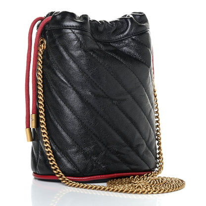 Gucci Vintage Effect Calfskin Matelasse Diagonal Mini Torchon GG Marmont 2.0 Bucket Bag Black 2 of 4