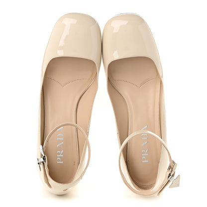Prada Vernice Triangle Round Toe 35mm Pumps 37 Avorio 5 of 8