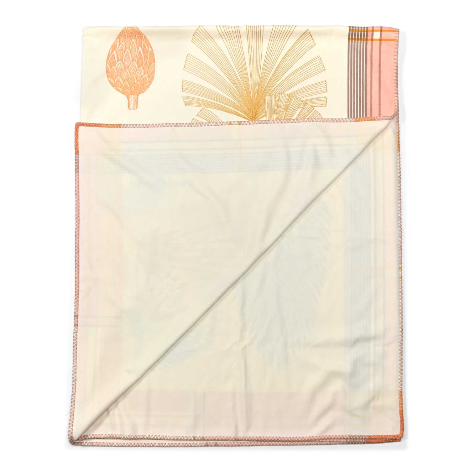 Hermes Wool Cashmere Palmarum Fortunei Blanket Rose Peche Jade 2 of 5
