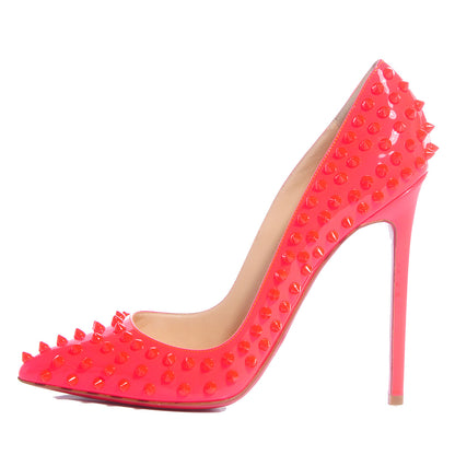 Christian Louboutin Patent Pigalle Spikes 120 Pumps 39.5 Fluo Rose Paris 1 of 7