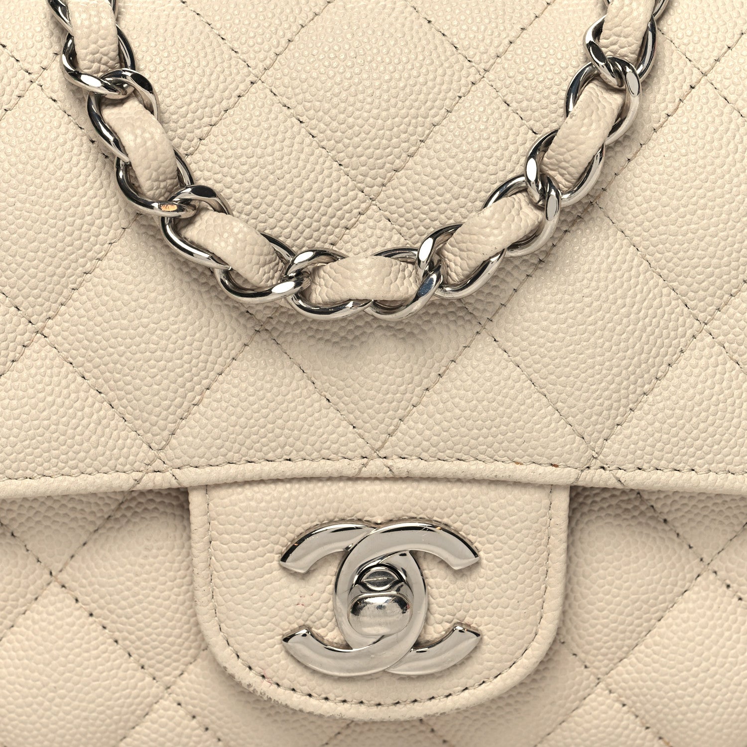 Chanel Caviar Quilted Mini Rectangular Flap Light Beige 8 of 12
