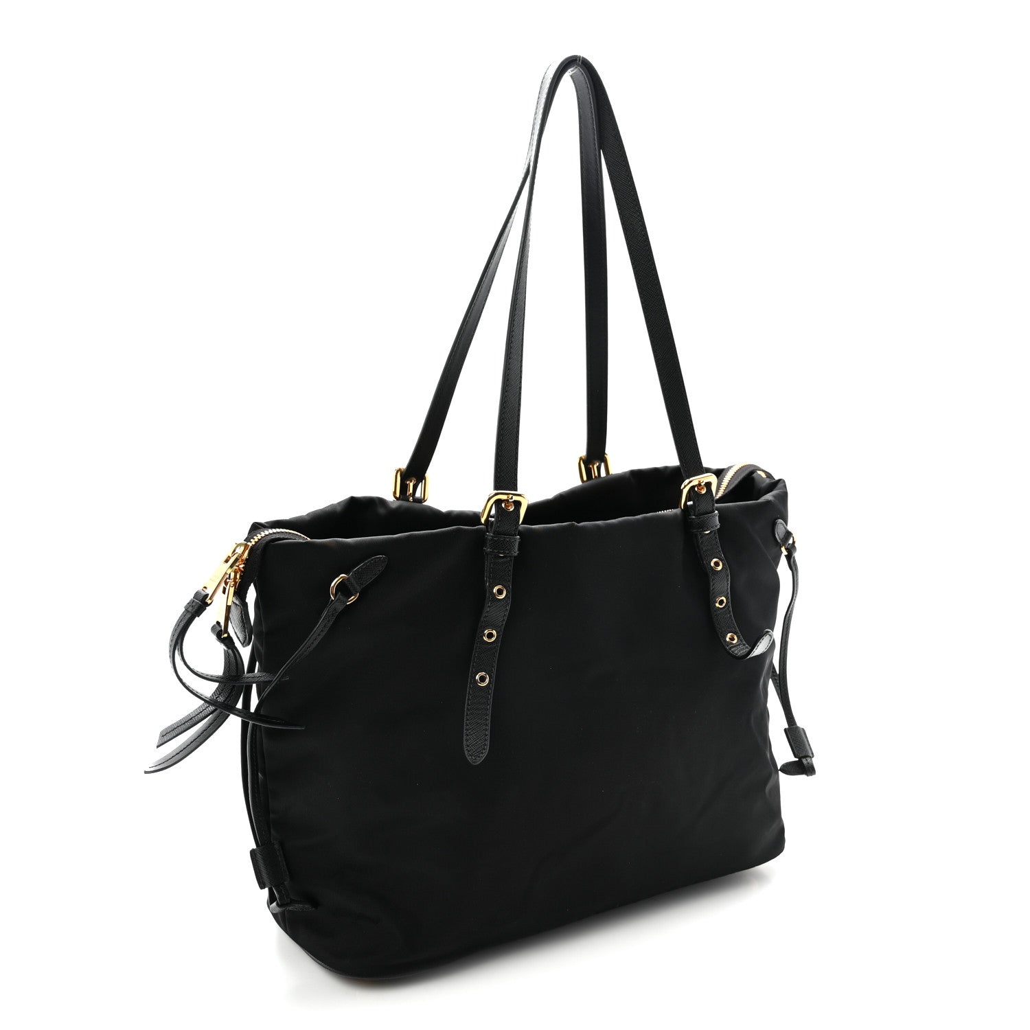 Prada Tessuto Nylon Saffiano Tote Black 3 of 10
