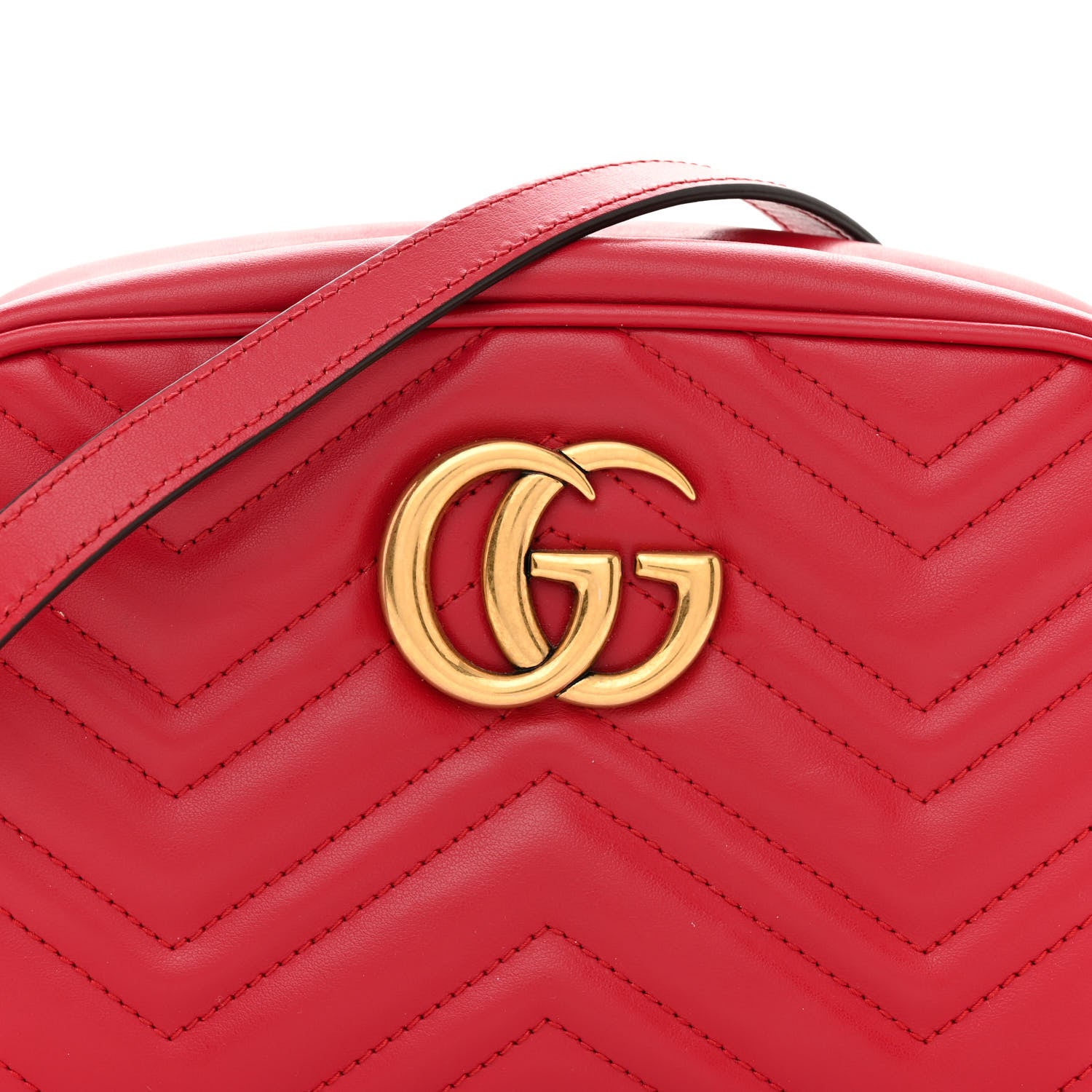 Gucci Calfskin Matelasse Small GG Marmont Chain Shoulder Bag Hibiscus Red 9 of 12
