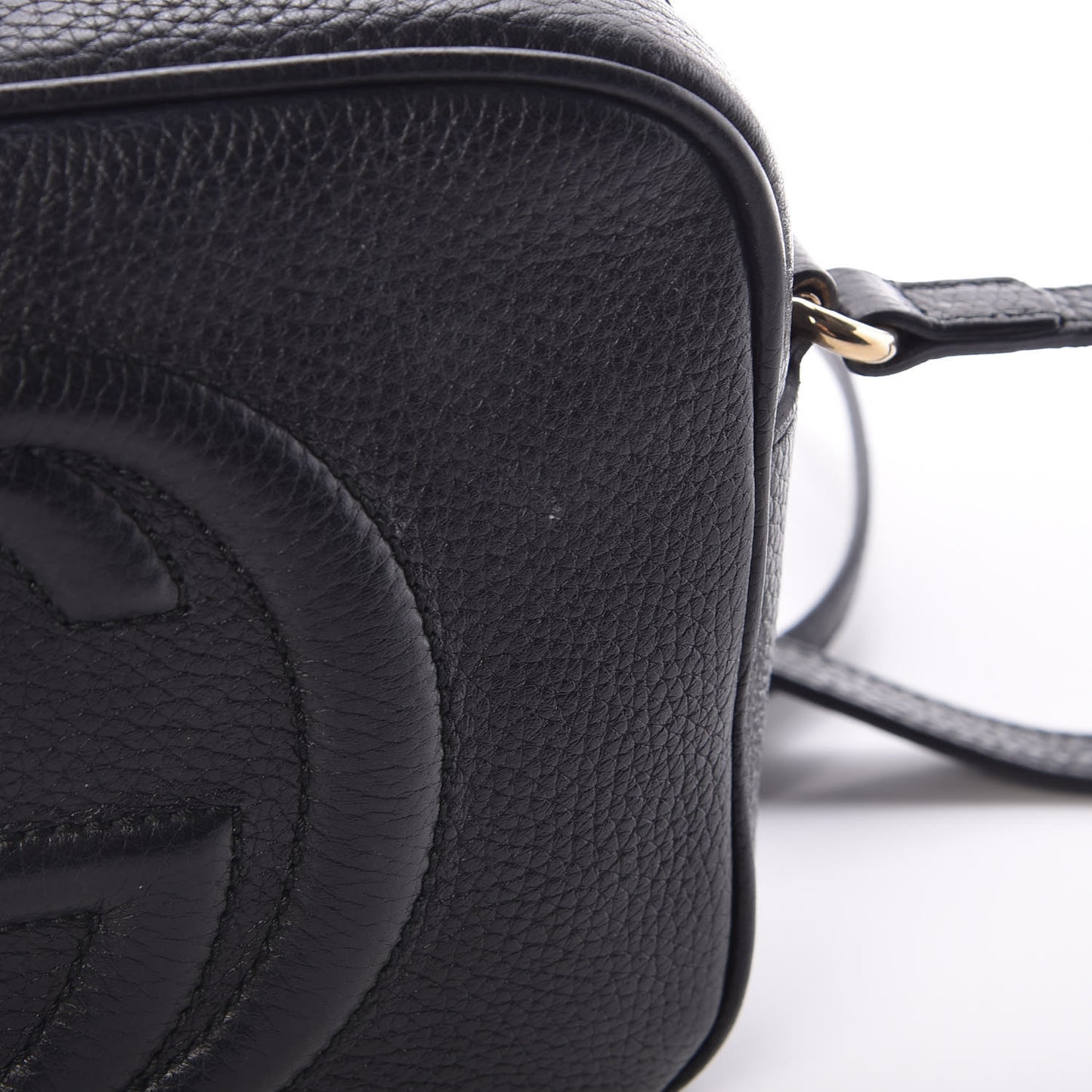 Pebbled Calfskin Small Soho Disco Bag Black