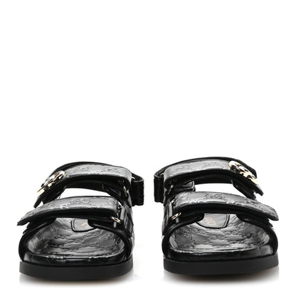 Gucci Guccissima GG Embossed Womens Sandals 37.5 Black 3 of 9