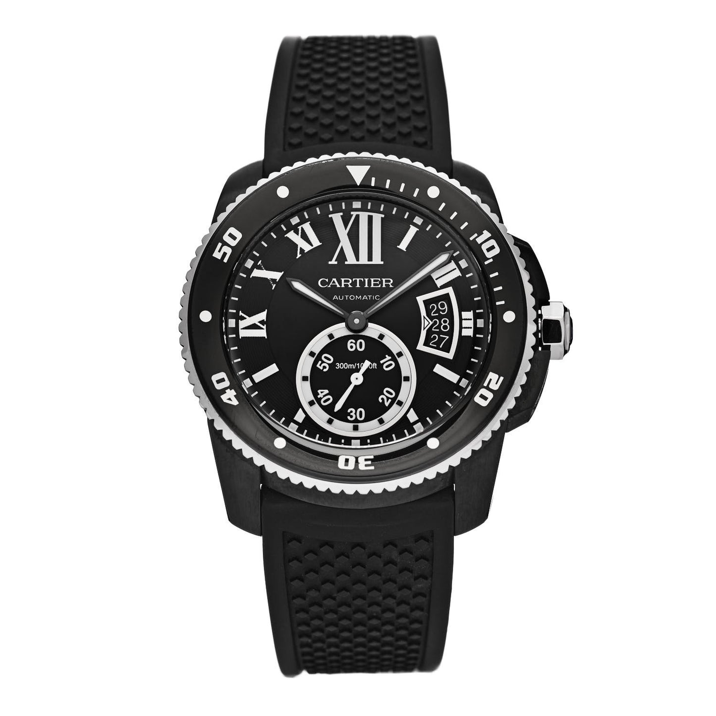 Stainless Steel Rubber 42mm Calibre de Cartier Diver Automatic Watch Black