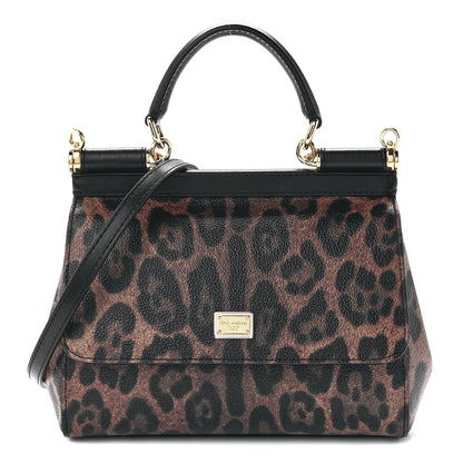 Dolce & Gabbana Dauphine Leopard Print Mini Miss Sicily Satchel Black 1 of 10