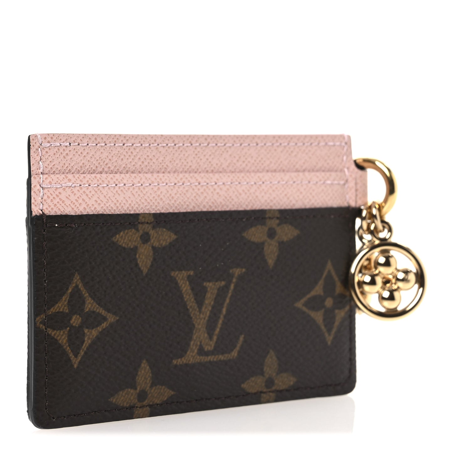 Monogram LV Charms Card Holder Rose Ballerine