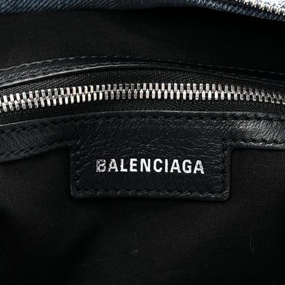 Balenciaga Washed Frayed Denim Crystal Neo Cagole City Handbag Blue 7 of 11