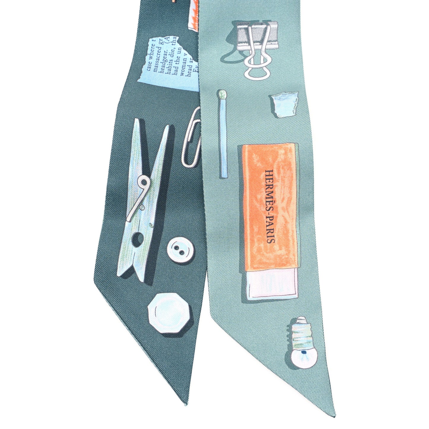 Silk In The Pocket Twilly Vert De Gris Bleu