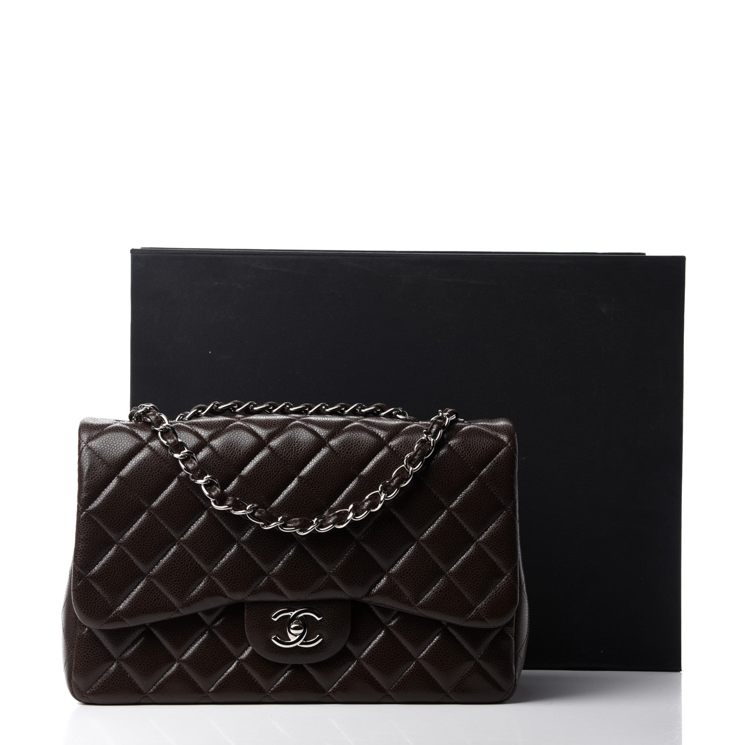 Chanel Caviar Quilted Jumbo Single Flap Dark Brown 11 of 11