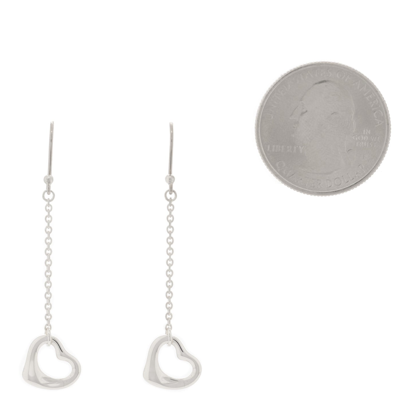 Sterling Silver Elsa Peretti Open Heart Drop Earrings