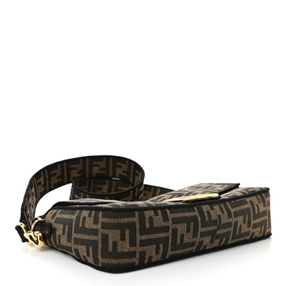 Fendi Fabric Jacquard FF 1974 Medium Baguette Tobacco Moro Black 4 of 12