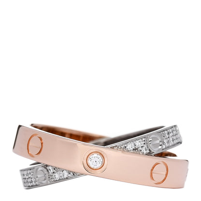 Cartier 18K Pink White Gold Diamond LOVE Pave Ring 49 5 4 of 6