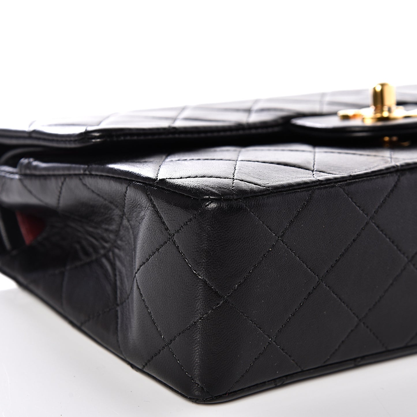 Lambskin Quilted Small Double Flap Black