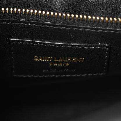 Saint Laurent Shiny Calfskin Crocodile Embossed Le Fermoir Top Handle Bag Black 6 of 10