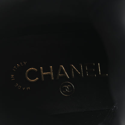 Chanel Lambskin Patent Calfskin Quilted Logo Lace Up Combat Boots 39.5 Black 8 of 10