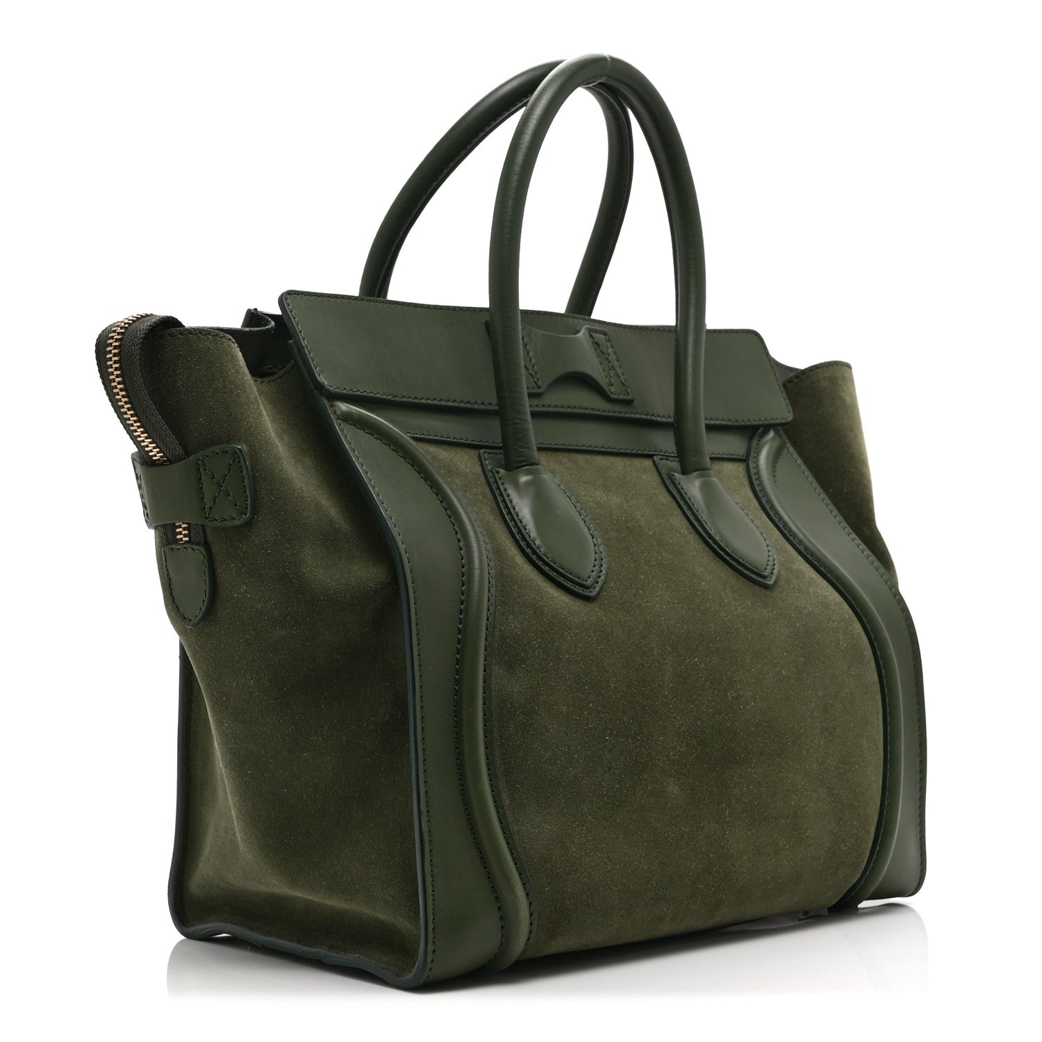 Celine Smooth Calfskin Suede Mini Luggage Green 3 of 10
