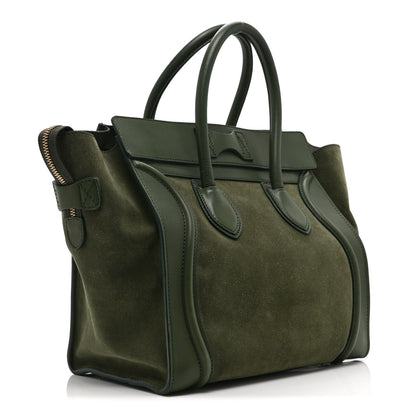 Celine Smooth Calfskin Suede Mini Luggage Green 3 of 10