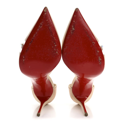 Christian Louboutin Satin PVC Suede Stud Krystal Cross 100 Pumps 39.5 Nude 6 of 9