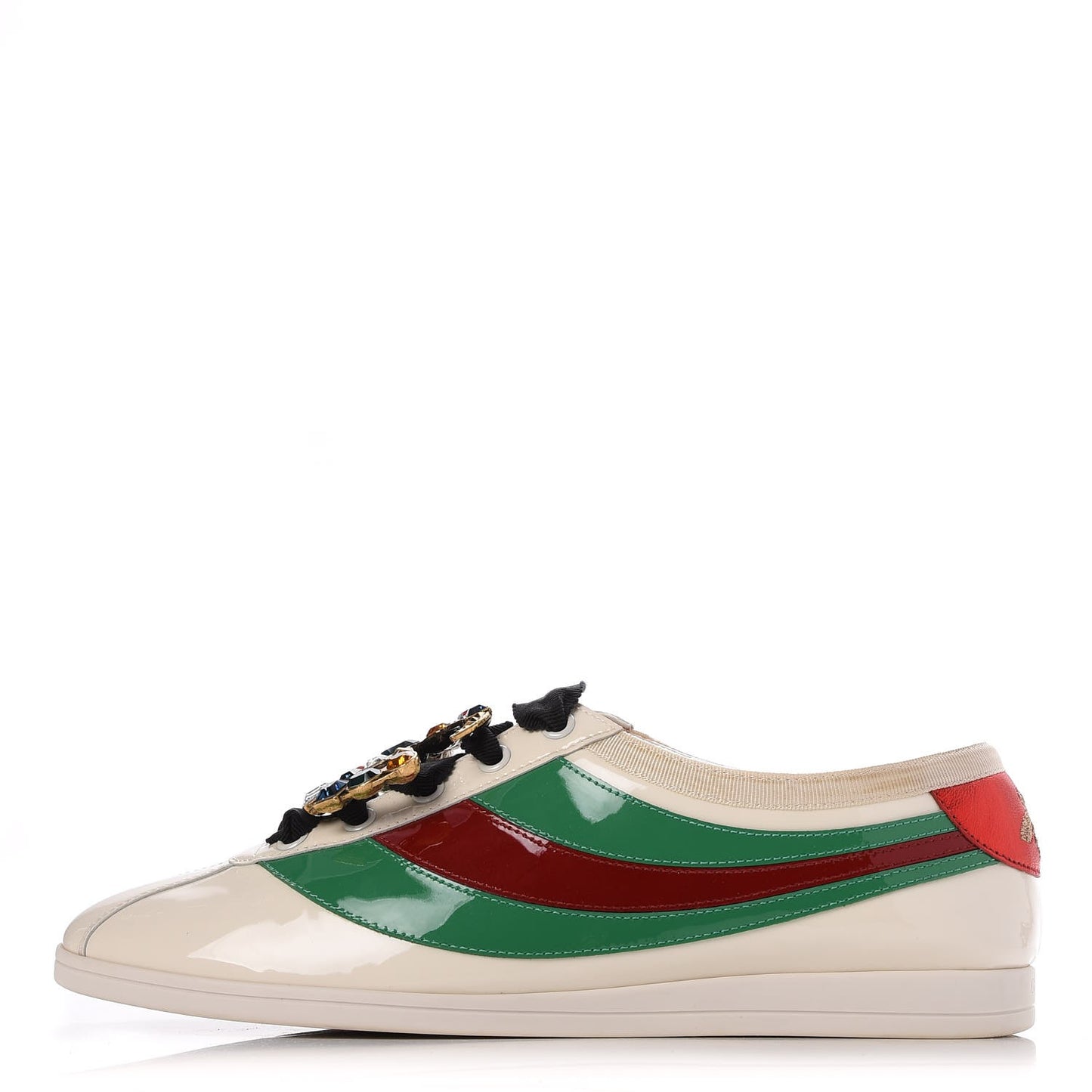 Patent Crystal Web GG Womens Falacer Sneakers 39 Mystic White New Shamarock Red
