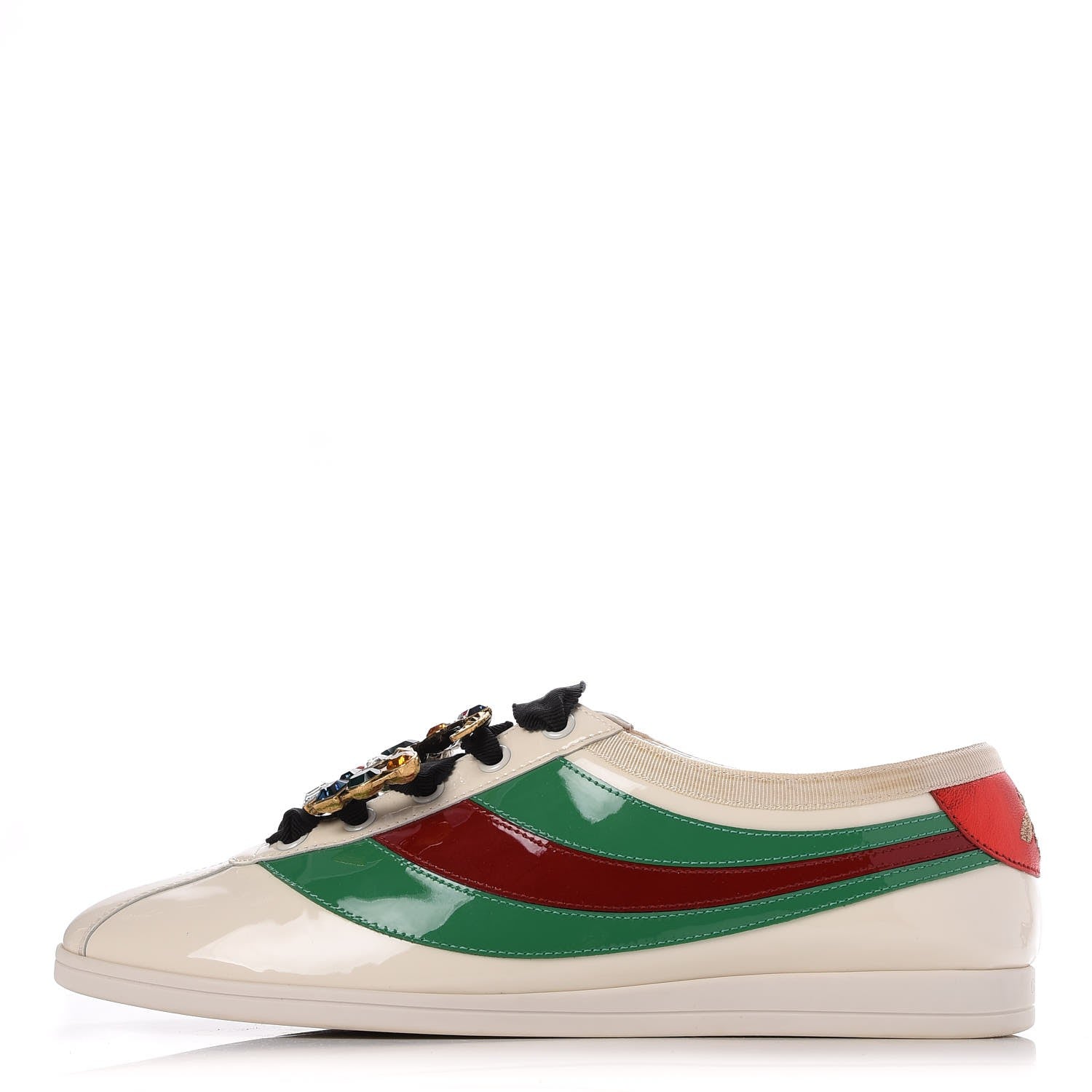 Gucci Patent Crystal Web GG Womens Falacer Sneakers 39 Mystic White New Shamarock Red 1 of 18