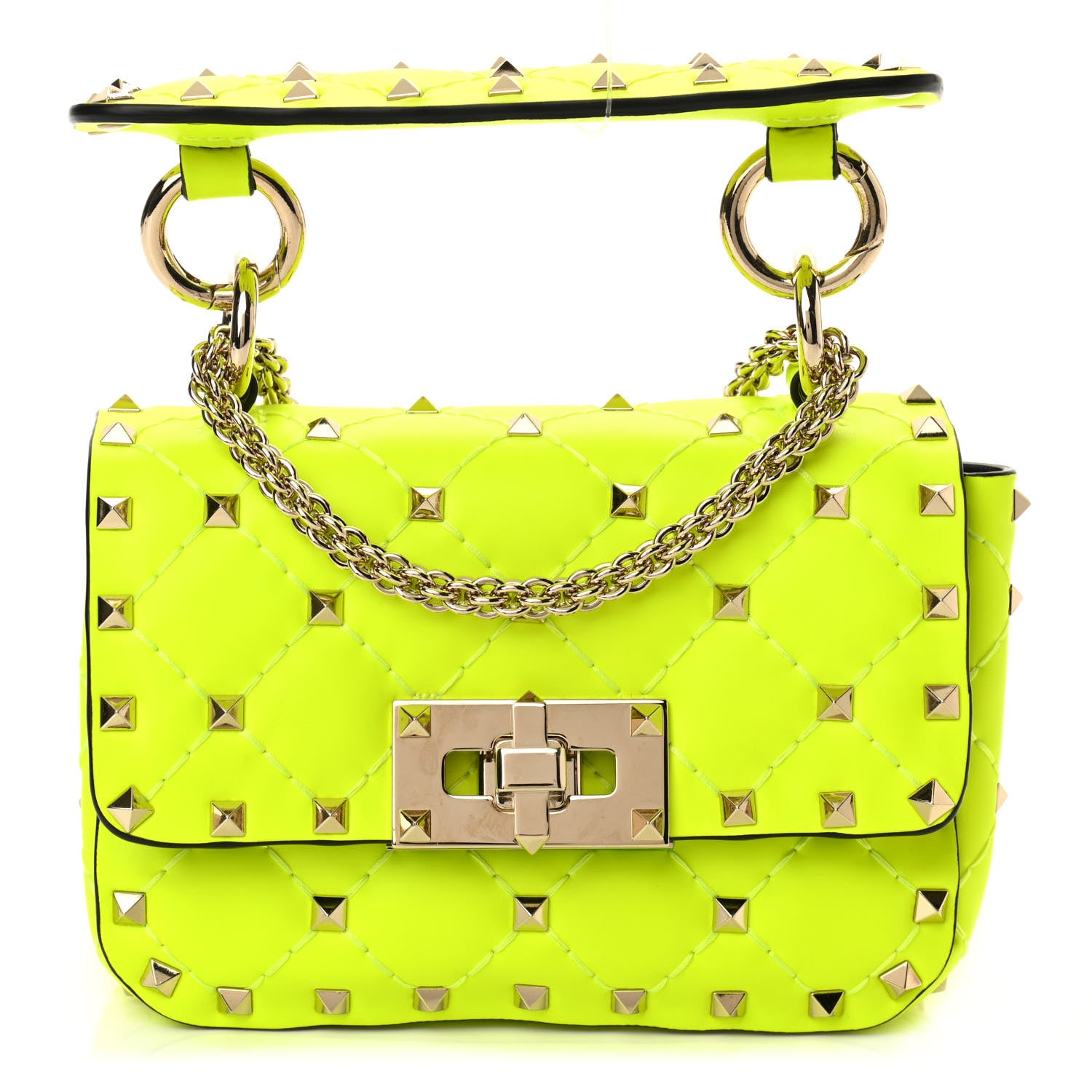 Valentino Garavani Calfskin Micro Rockstud Spike Shoulder Bag Lime 1 of 9