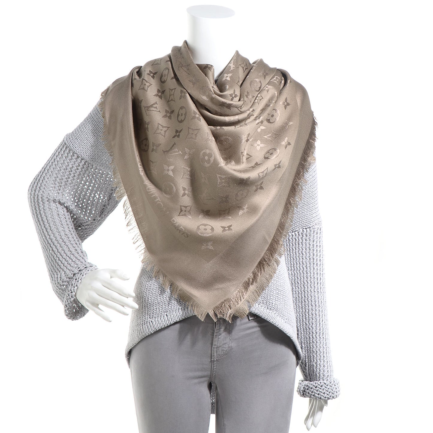 Silk Wool Monogram Shawl Verone
