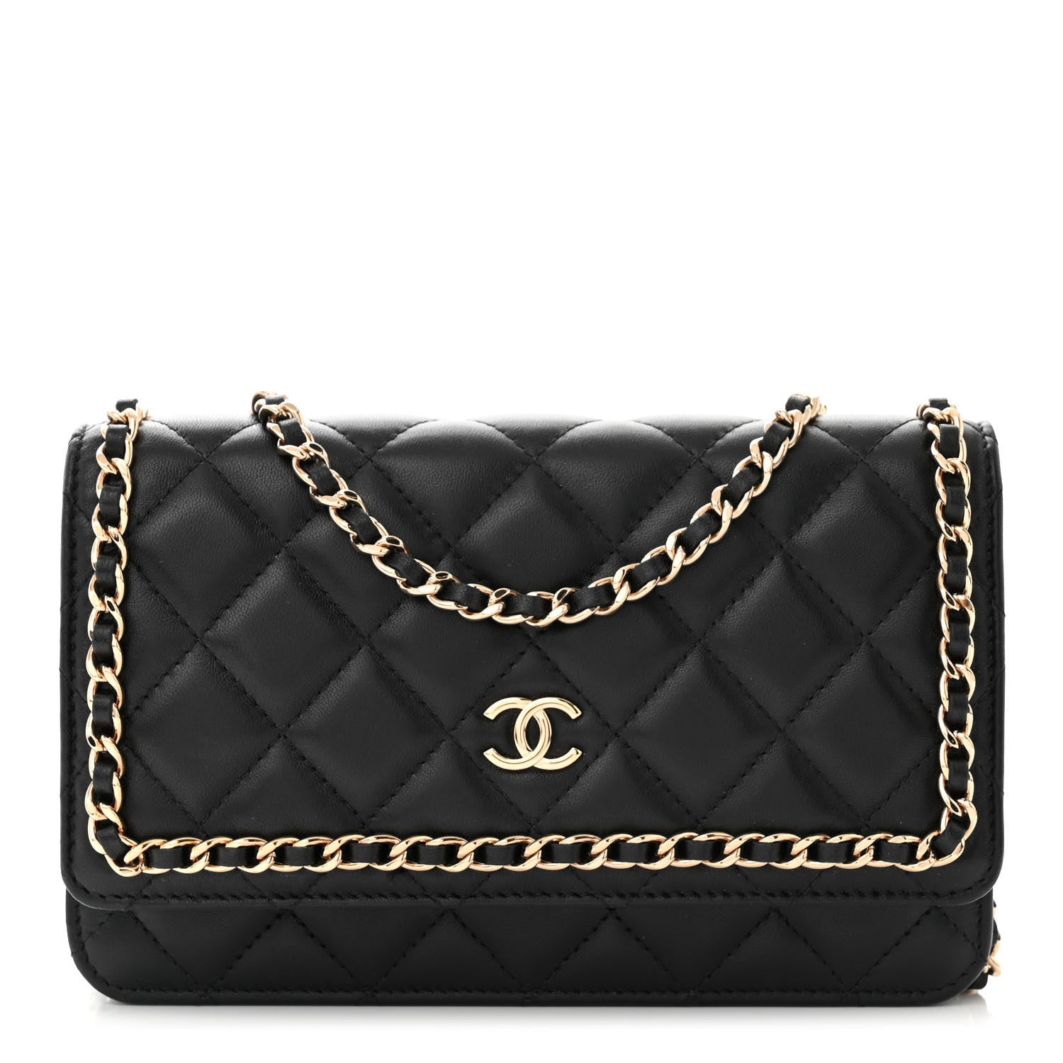 Chanel Lambskin Quilted Chain Around Wallet On Chain WOC Black 1 of 11
