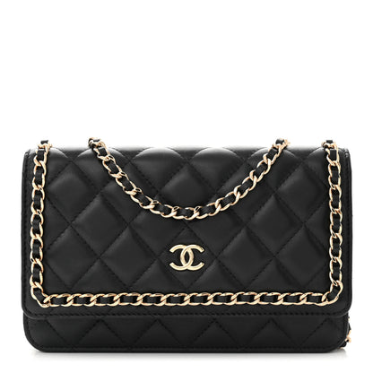 Chanel Lambskin Quilted Chain Around Wallet On Chain WOC Black 1 of 11