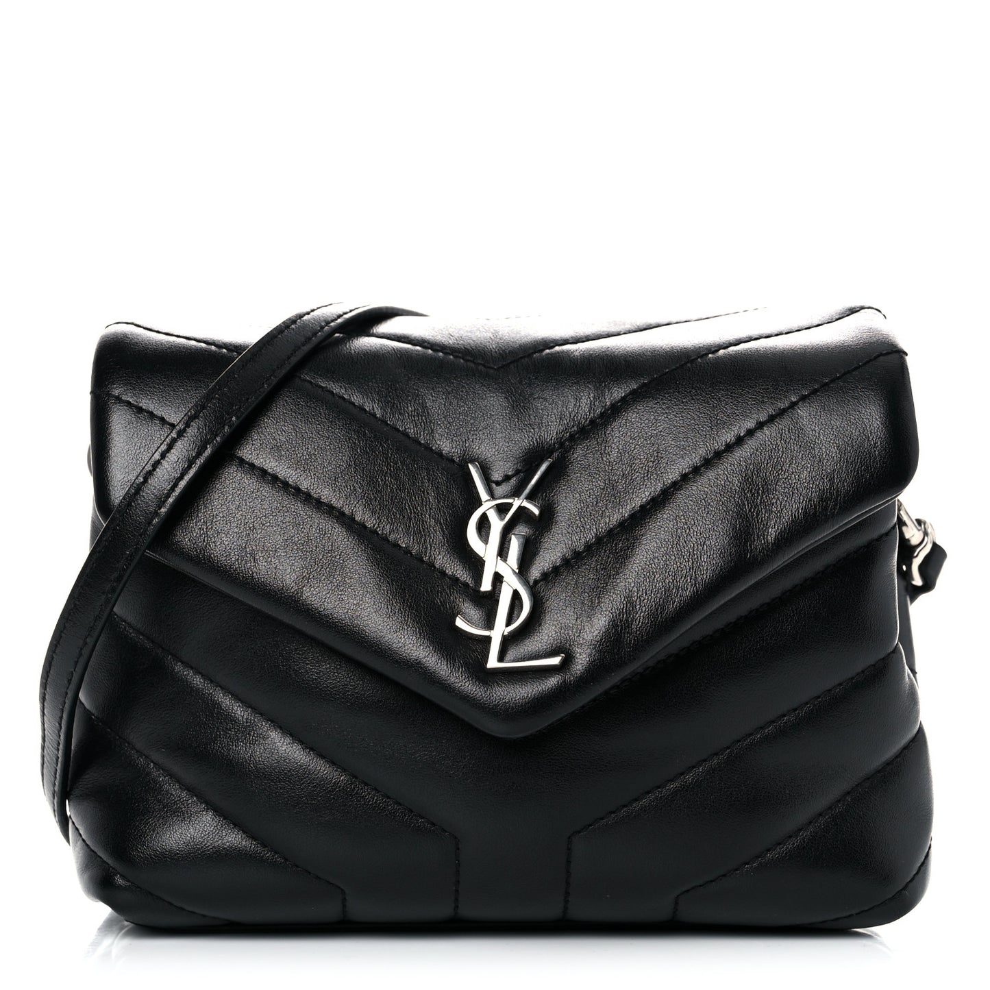 Calfskin Y Quilted Monogram Toy Loulou Crossbody Bag Black