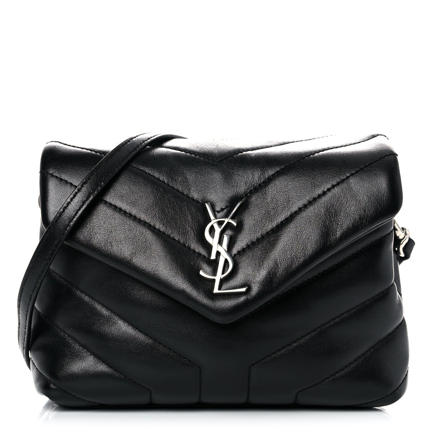 Saint Laurent Calfskin Y Quilted Monogram Toy Loulou Crossbody Bag Black 1 of 11