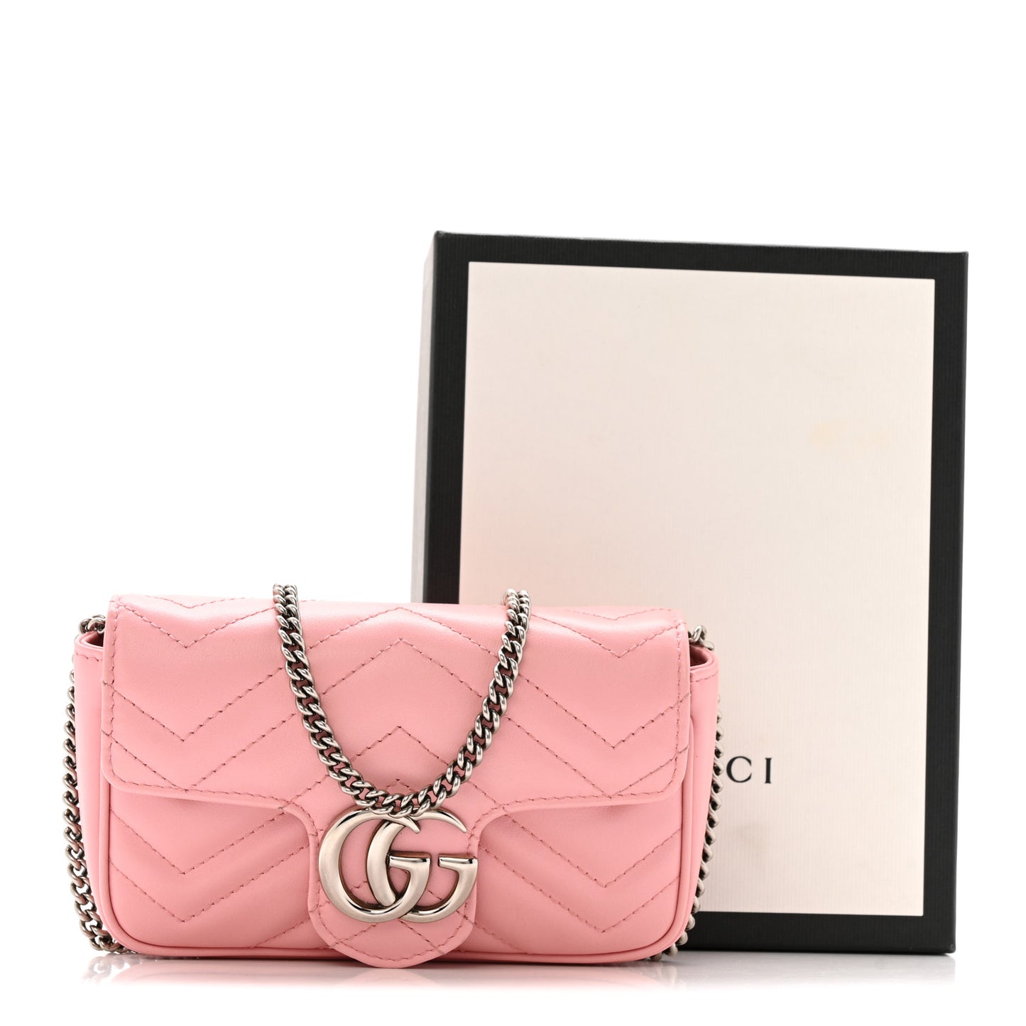 Calfskin Matelasse Super Mini GG Marmont Shoulder Bag Wild Rose Wild Rose